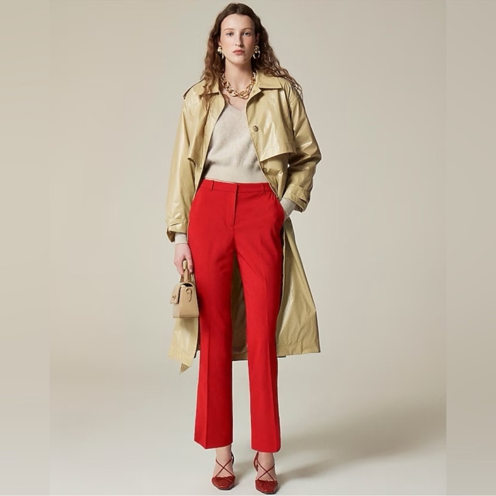 NWT J. Crew Wool Pant Trouser Red Italian Stretch Kaya Stretch Winter Holiday